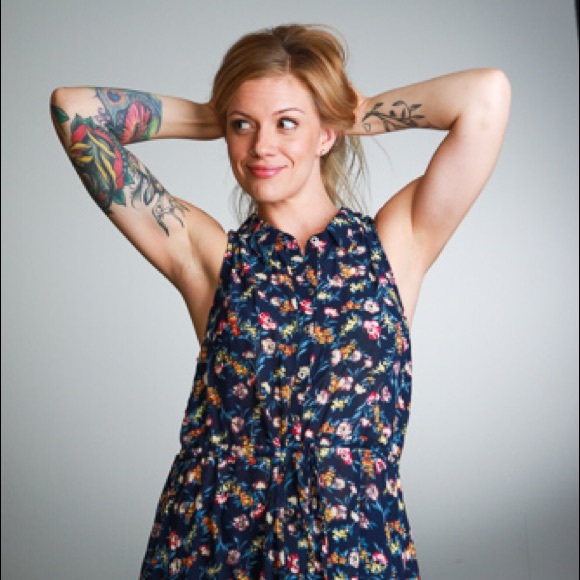 Navy with floral dress/top. Ultra LIGHTWEIGHT. - Picture 2 of 8